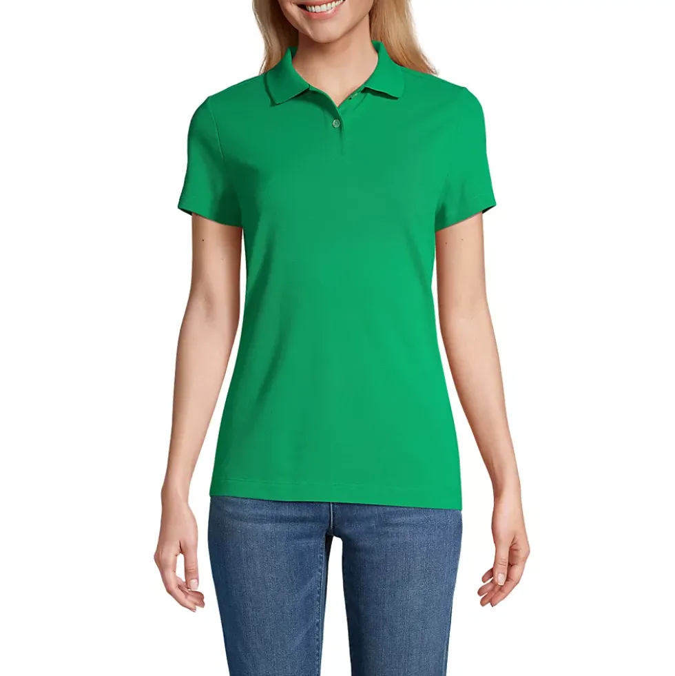 School Uniform Women's Short Sleeve Basic Mesh Polo Shirt