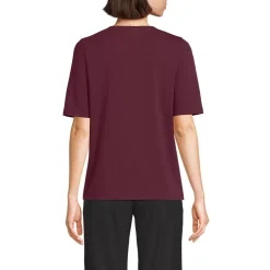 School Uniform Women's Supima Jersey Half Sleeve Splitneck Shirt