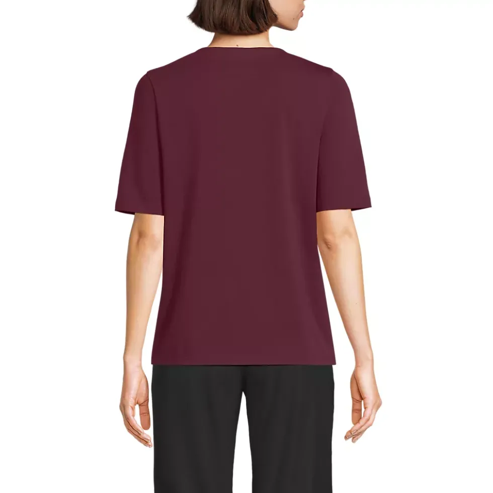 School Uniform Women's Supima Jersey Half Sleeve Splitneck Shirt