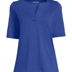 School Uniform Women's Supima Jersey Half Sleeve Splitneck Shirt