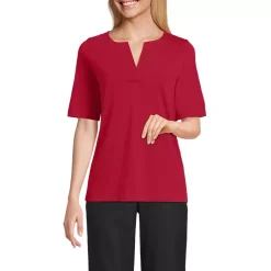 School Uniform Women's Supima Jersey Half Sleeve Splitneck Shirt