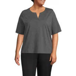 School Uniform Women's Supima Jersey Half Sleeve Splitneck Shirt