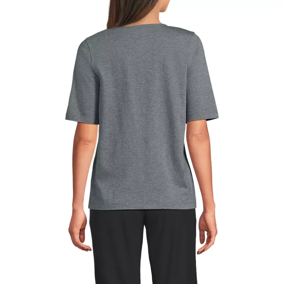 School Uniform Women's Supima Jersey Half Sleeve Splitneck Shirt