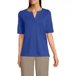 School Uniform Women's Supima Jersey Half Sleeve Splitneck Shirt