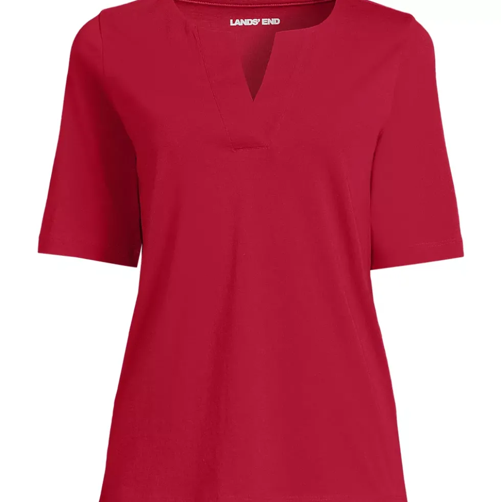 School Uniform Women's Supima Jersey Half Sleeve Splitneck Shirt
