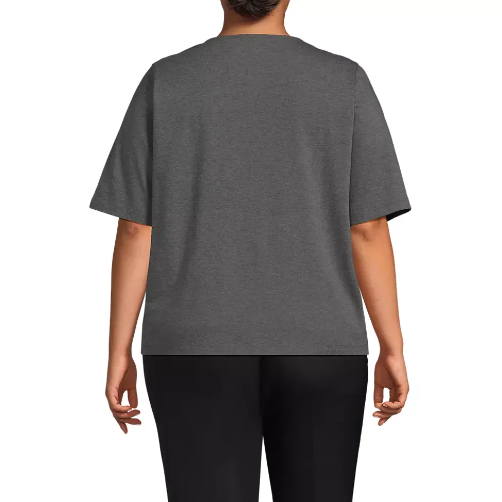 School Uniform Women's Supima Jersey Half Sleeve Splitneck Shirt