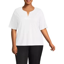 School Uniform Women's Supima Jersey Half Sleeve Splitneck Shirt