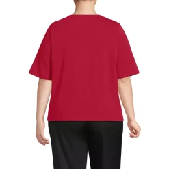 School Uniform Women's Supima Jersey Half Sleeve Splitneck Shirt