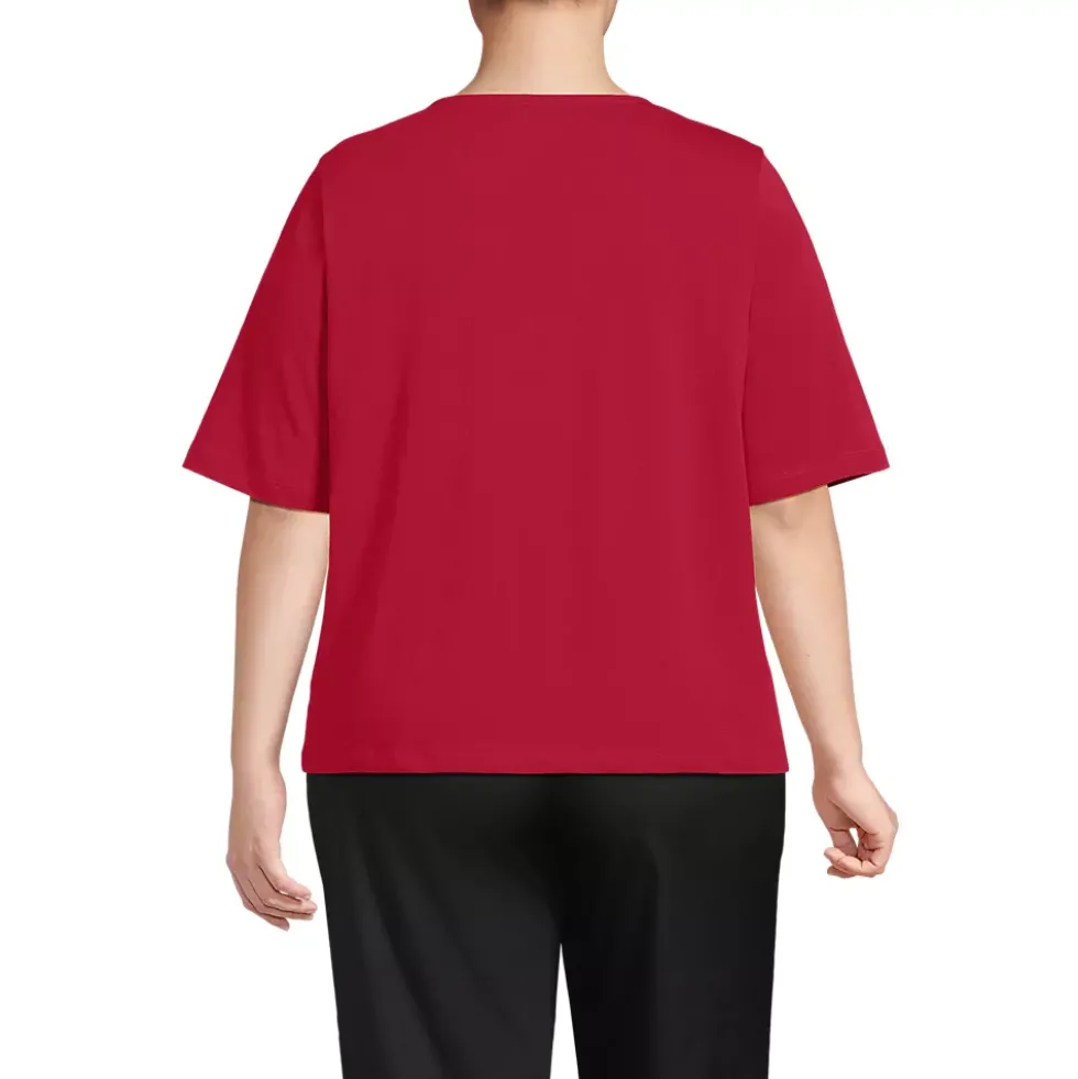 School Uniform Women's Supima Jersey Half Sleeve Splitneck Shirt