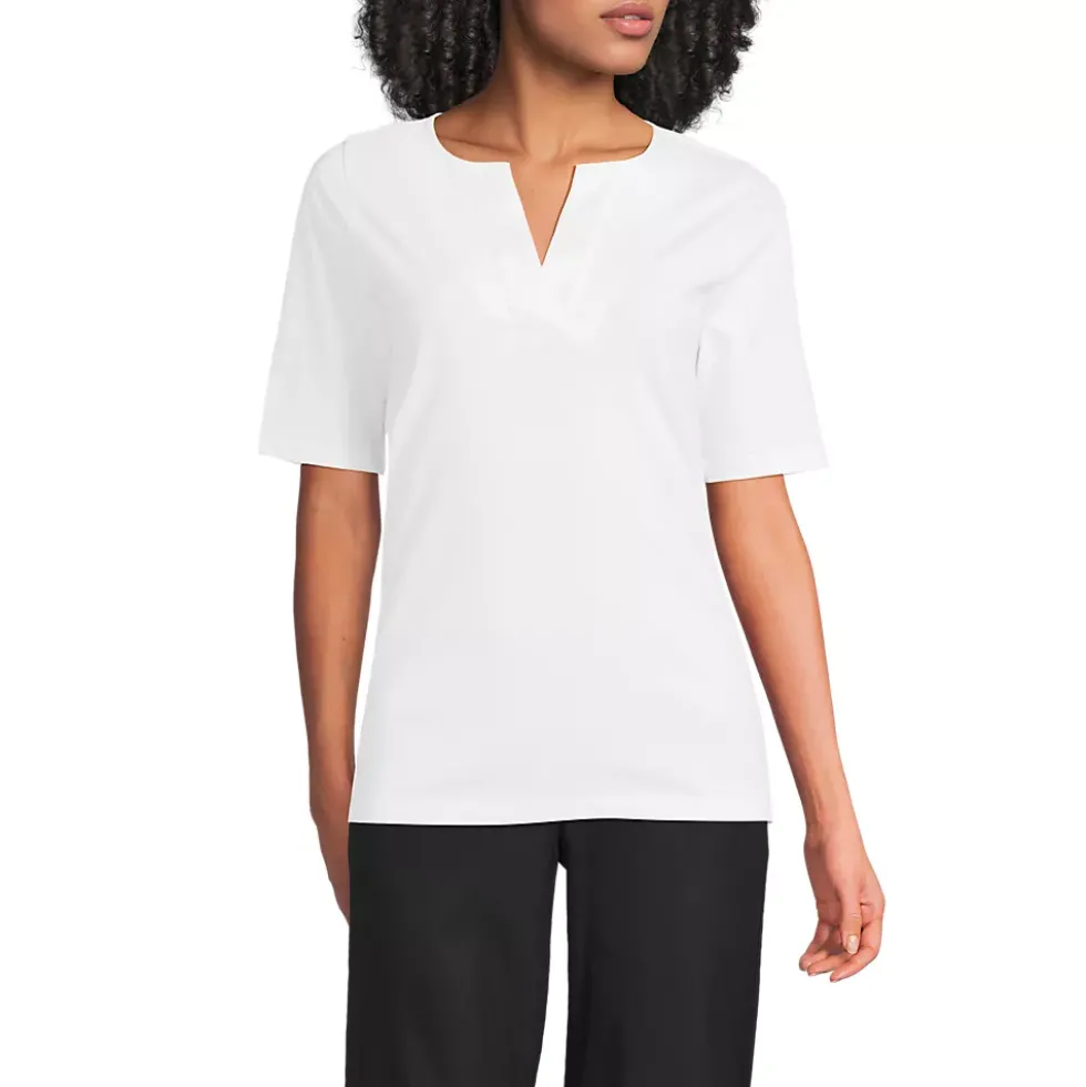 School Uniform Women's Supima Jersey Half Sleeve Splitneck Shirt