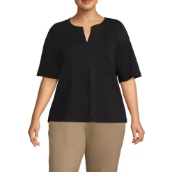 School Uniform Women's Supima Jersey Half Sleeve Splitneck Shirt