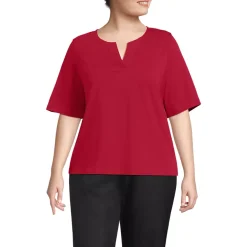 School Uniform Women's Supima Jersey Half Sleeve Splitneck Shirt