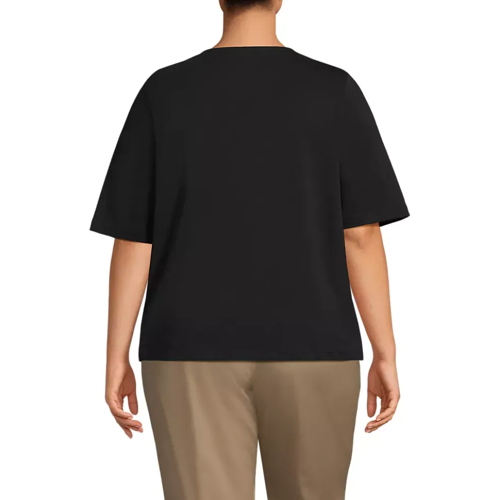 School Uniform Women's Supima Jersey Half Sleeve Splitneck Shirt