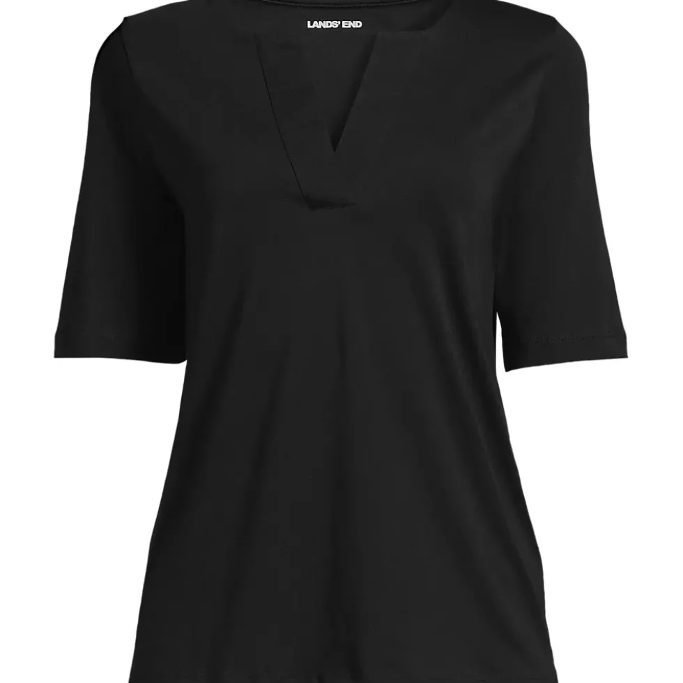 School Uniform Women's Supima Jersey Half Sleeve Splitneck Shirt