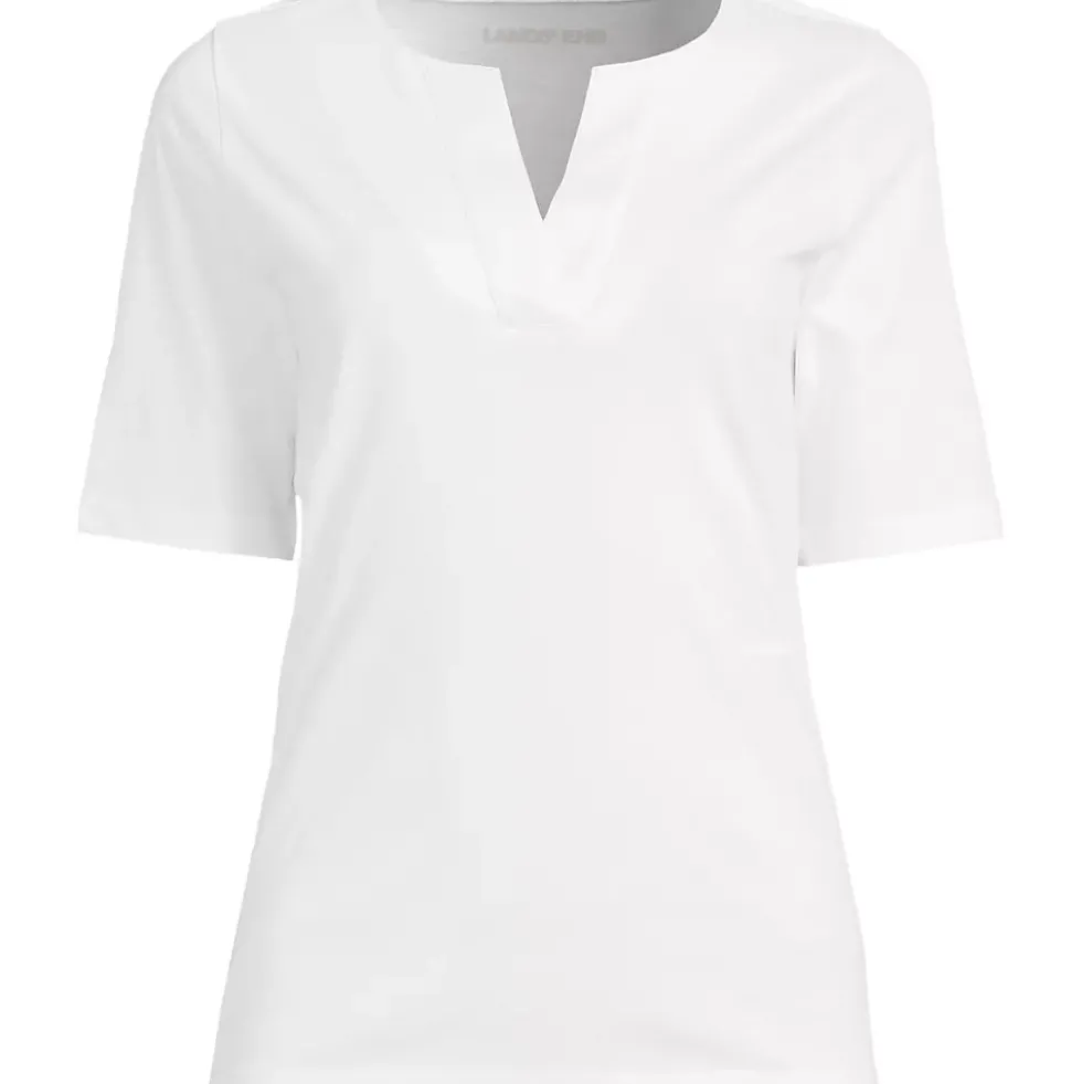 School Uniform Women's Supima Jersey Half Sleeve Splitneck Shirt
