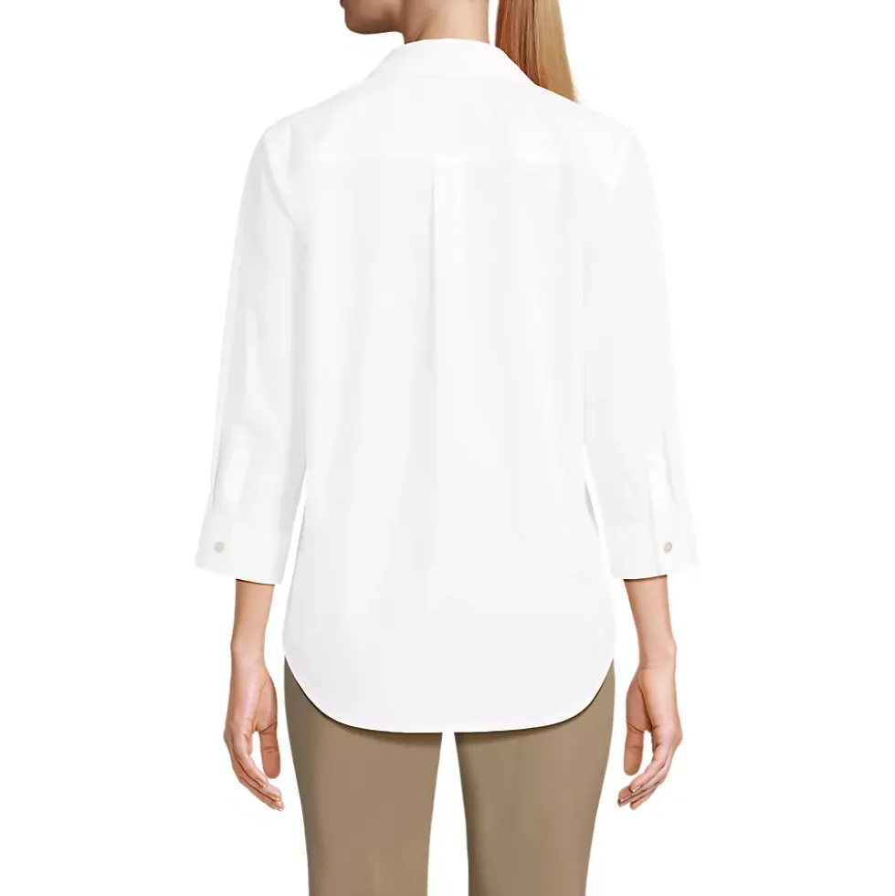 School Uniform Women's Three Quarter Sleeve Broadcloth Easy Shirt