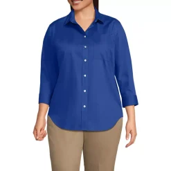 School Uniform Women's Three Quarter Sleeve Broadcloth Easy Shirt