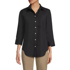 School Uniform Women's Three Quarter Sleeve Broadcloth Easy Shirt
