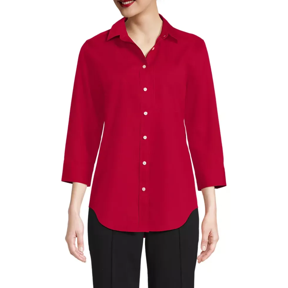 School Uniform Women's Three Quarter Sleeve Broadcloth Easy Shirt
