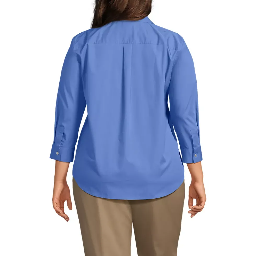 School Uniform Women's Three Quarter Sleeve Broadcloth Easy Shirt