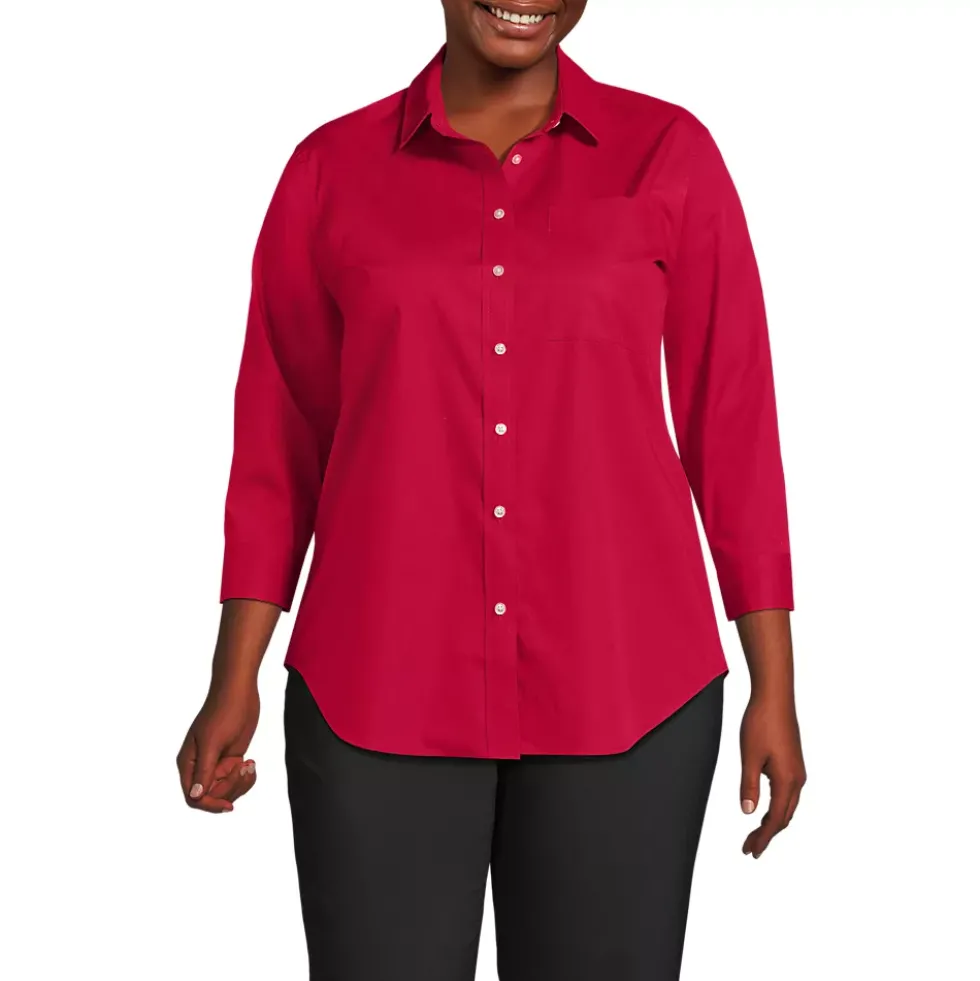 School Uniform Women's Three Quarter Sleeve Broadcloth Easy Shirt
