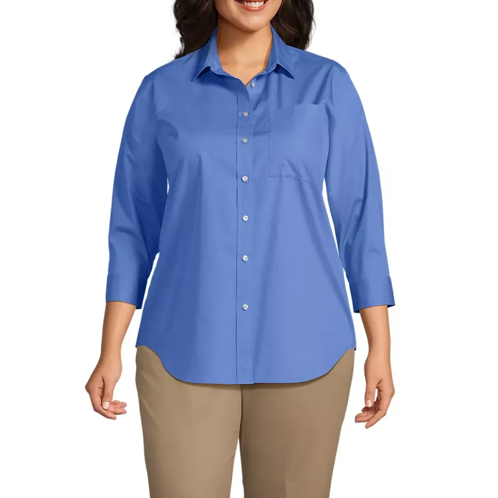 School Uniform Women's Three Quarter Sleeve Broadcloth Easy Shirt