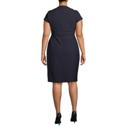 School Uniform Women's Washable Wool Piped Sheath Dress