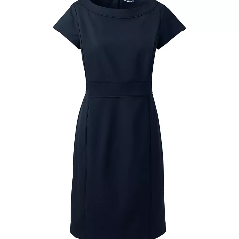 School Uniform Women's Washable Wool Piped Sheath Dress