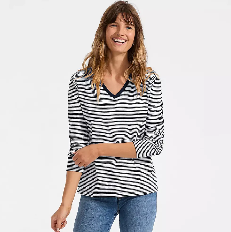 Supima Cotton Long Sleeve V-Neck T-Shirt