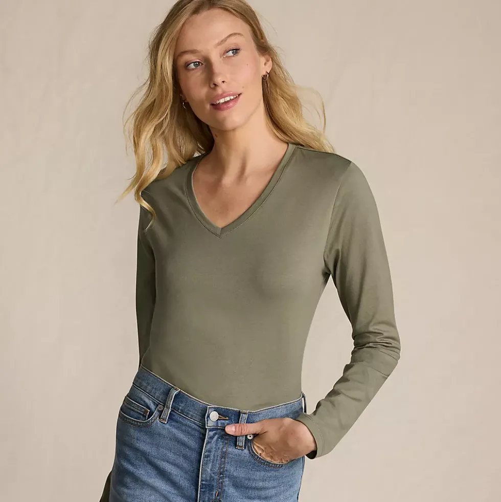 Supima Cotton Long Sleeve V-Neck T-Shirt