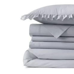 200 Thread Count Cotton Crisp and Cool Percale Ruffle Duvet Bed Cover