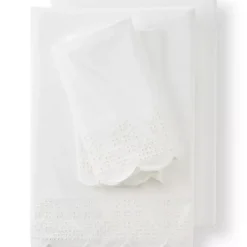 300 Thread Count Cotton Percale Eyelet Bed Sheet Set