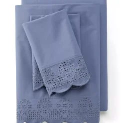 300 Thread Count Cotton Percale Eyelet Bed Sheet Set