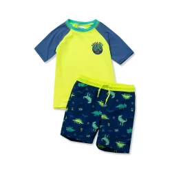 Toddlers Chlorine Resistant Short Sleeve Rashguard Swim Set