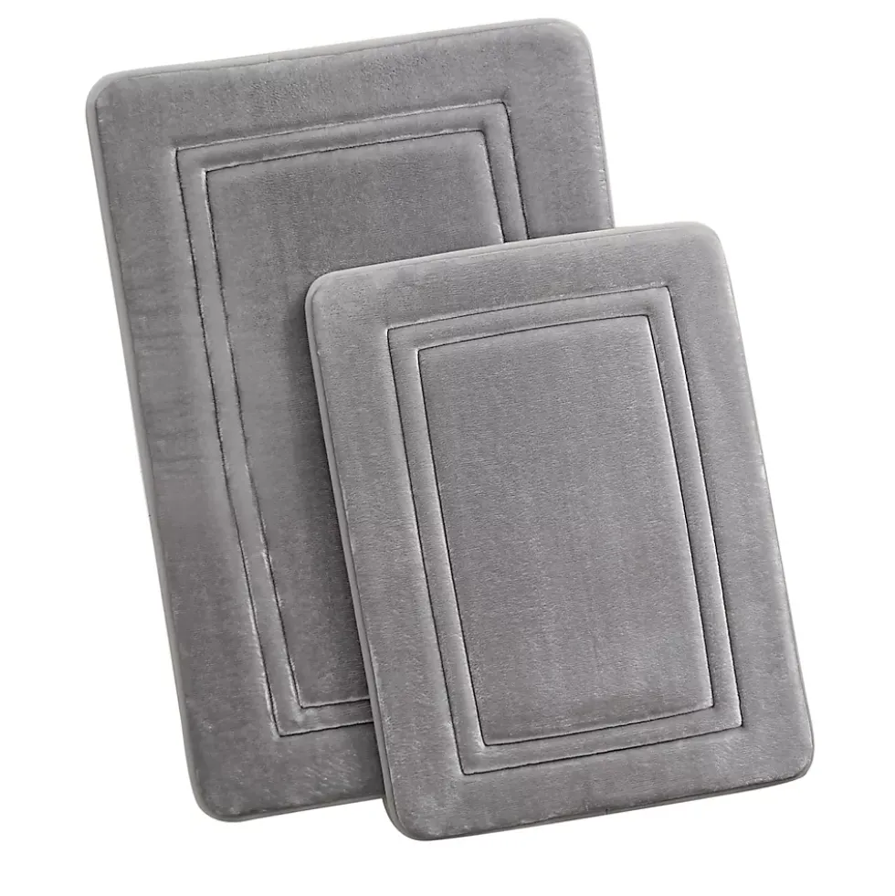 Truly Calm HeiQ AntiMicrobial Memory Foam Bath Rugs- Set of 2