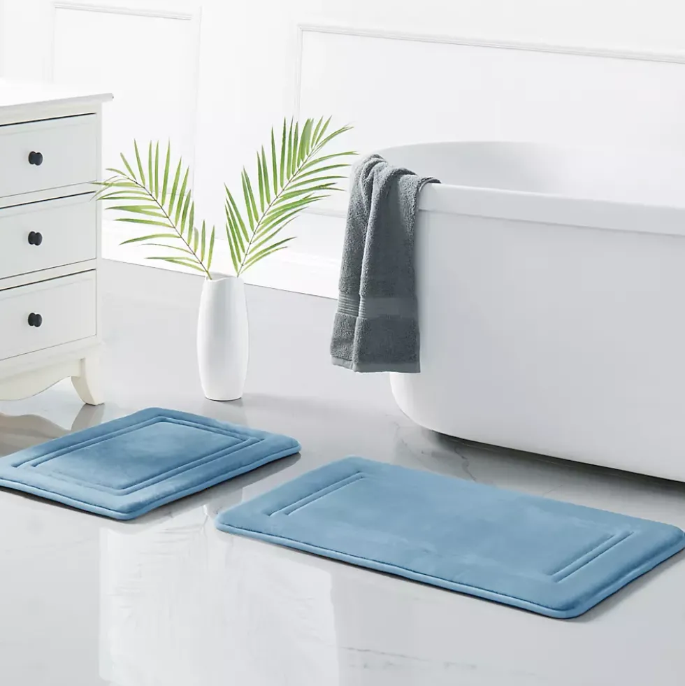 Truly Calm HeiQ AntiMicrobial Memory Foam Bath Rugs- Set of 2
