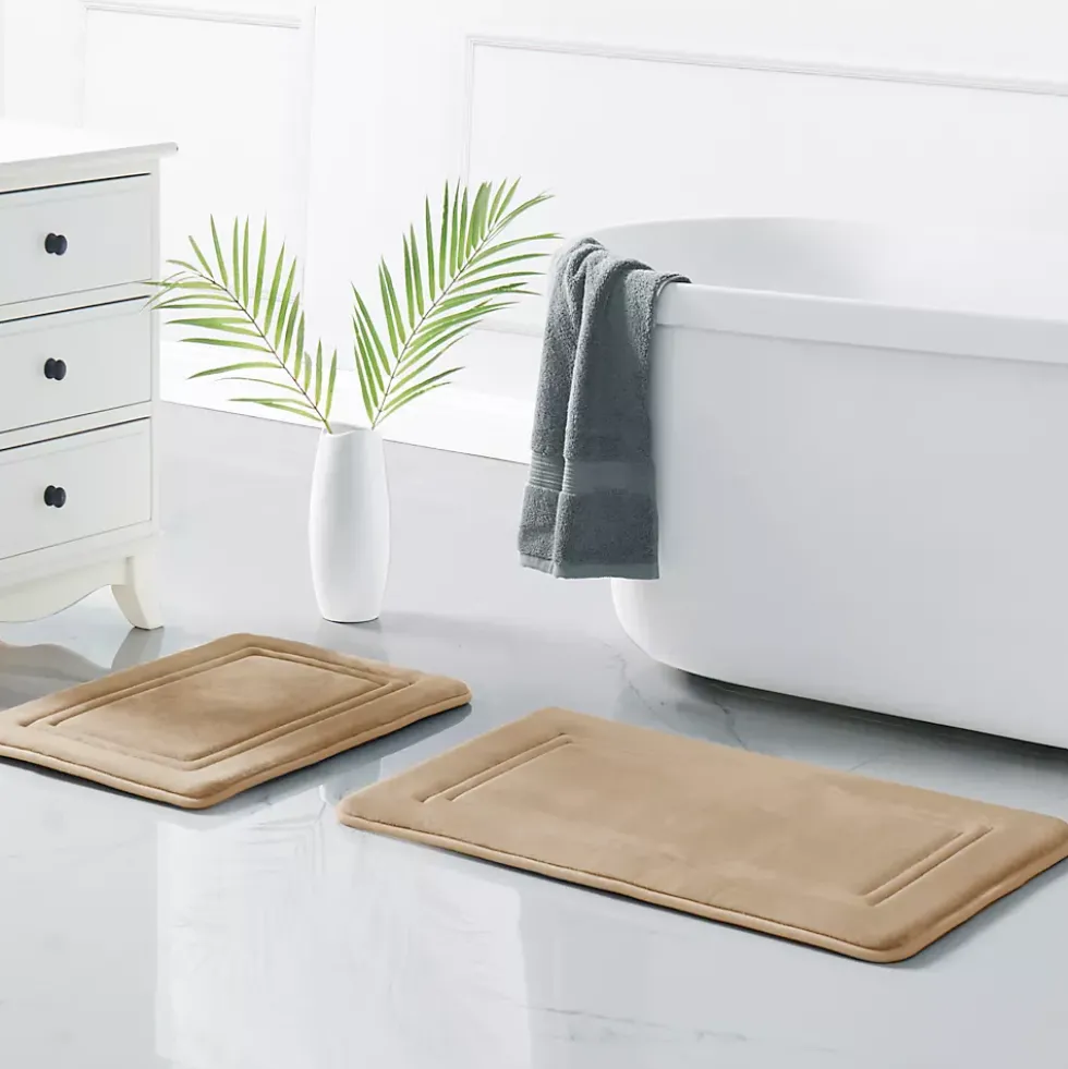 Truly Calm HeiQ AntiMicrobial Memory Foam Bath Rugs- Set of 2