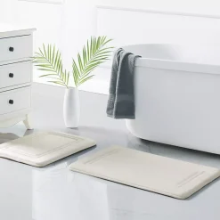 Truly Calm HeiQ AntiMicrobial Memory Foam Bath Rugs- Set of 2