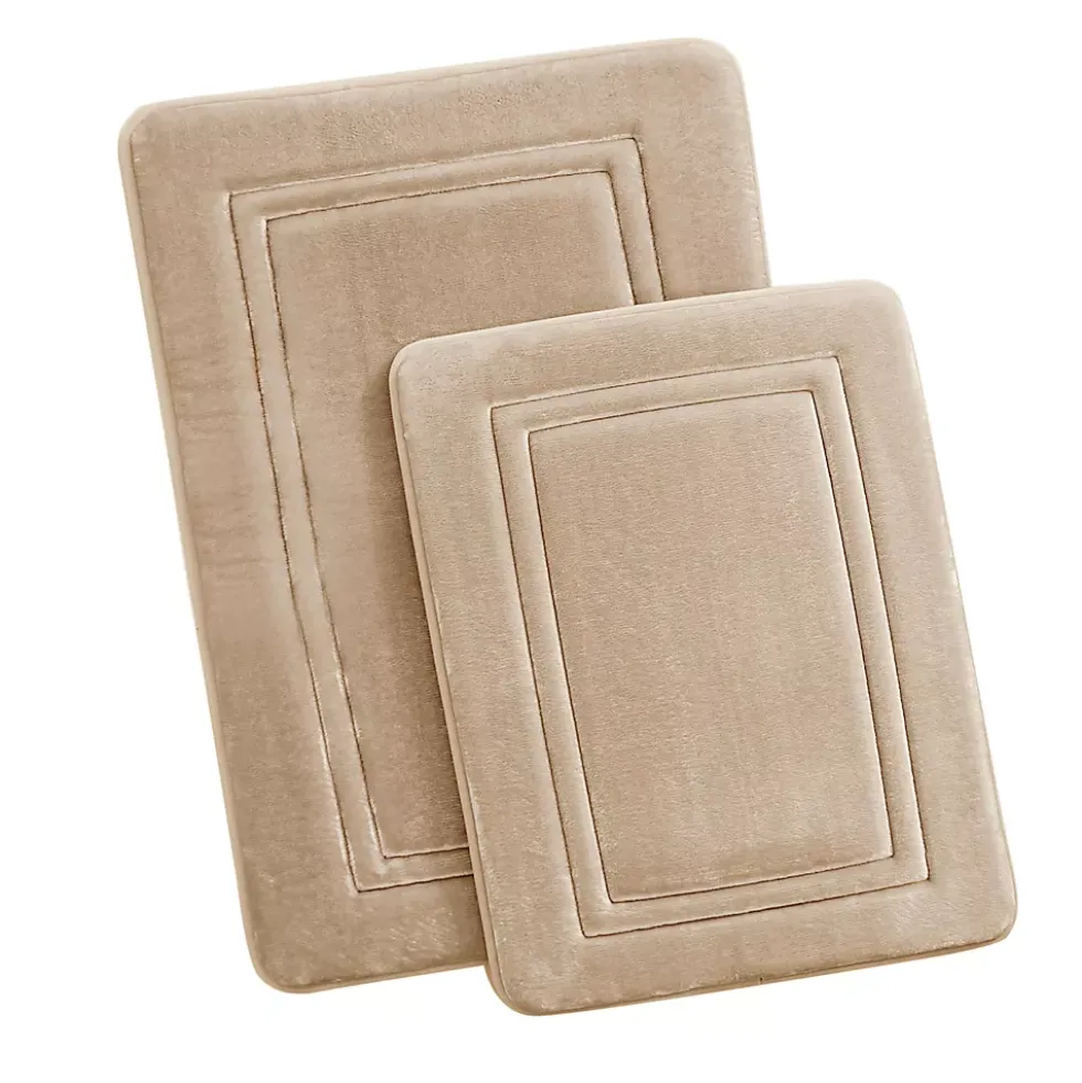 Truly Calm HeiQ AntiMicrobial Memory Foam Bath Rugs- Set of 2