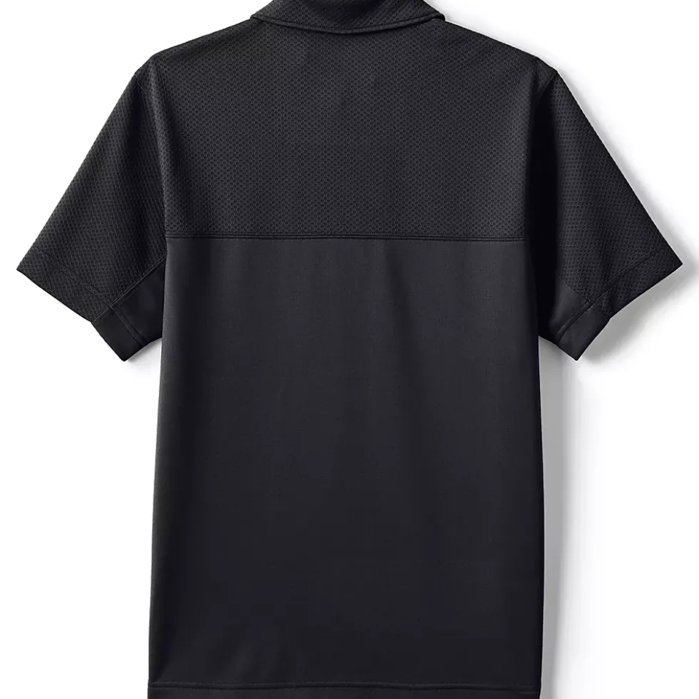 Unisex Short Sleeve Quarter Zip Textured Polo Shirt