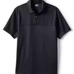 Unisex Short Sleeve Quarter Zip Textured Polo Shirt