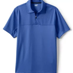 Unisex Short Sleeve Quarter Zip Textured Polo Shirt