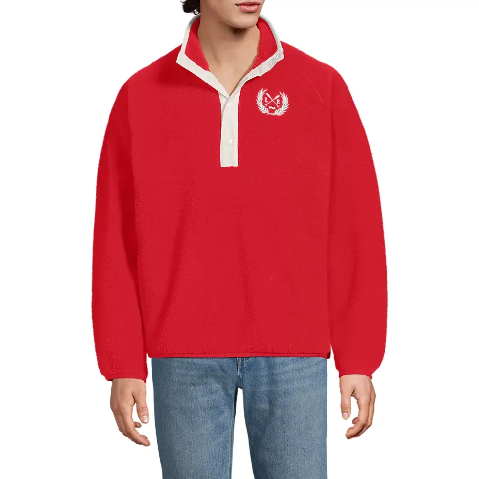 Unisex Snap Neck Fleece Pullover