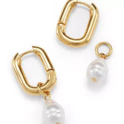 Water-Resistant Convertible Pearl Hoop Earrings