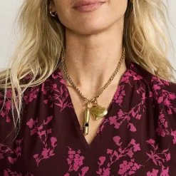 Water-Resistant Link Heart Y Necklace