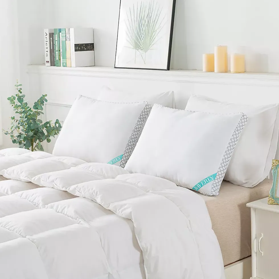 Waverly Antimicrobial 180 Thread Count Cotton Down Alternative Gusseted Bed Pillow