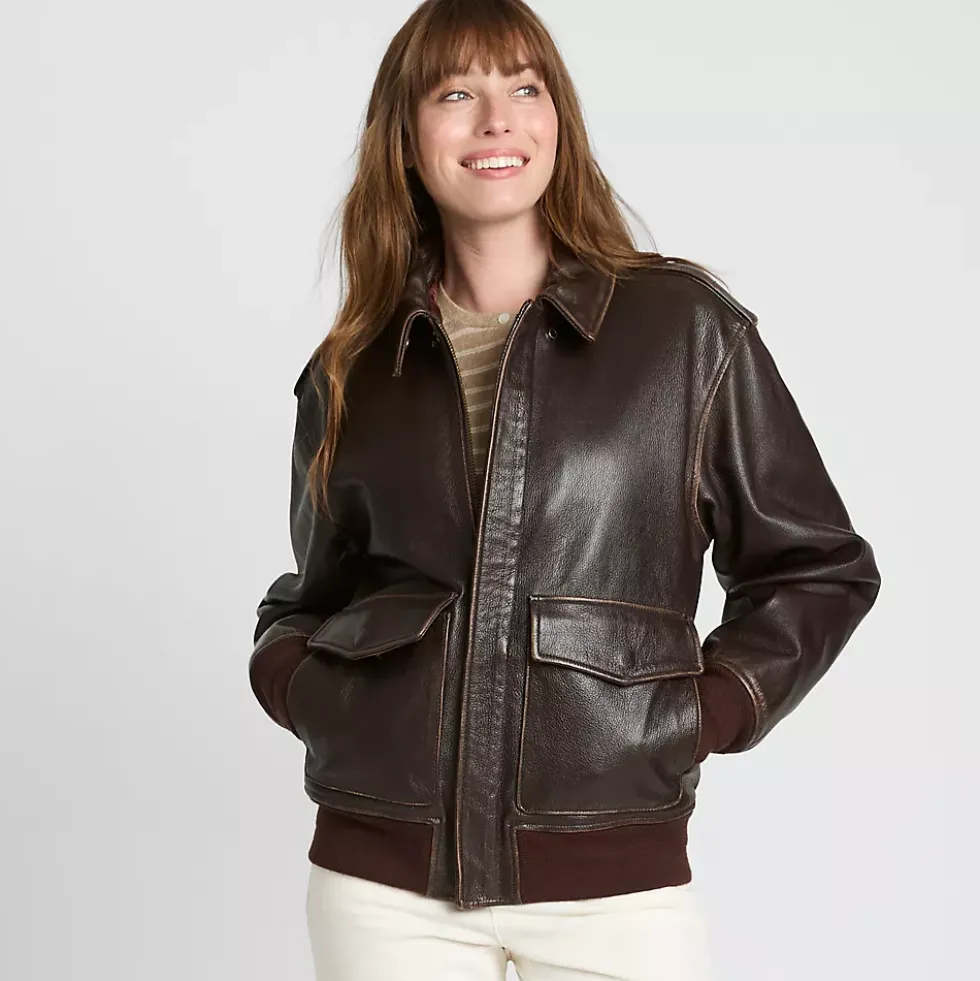 Willis and Geiger Leather Bomber Jacket