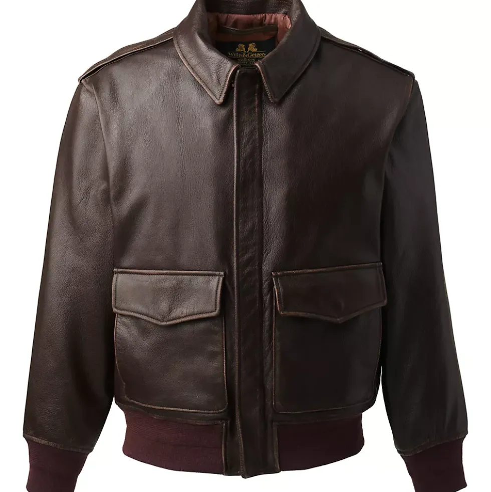 Willis and Geiger Leather Bomber Jacket