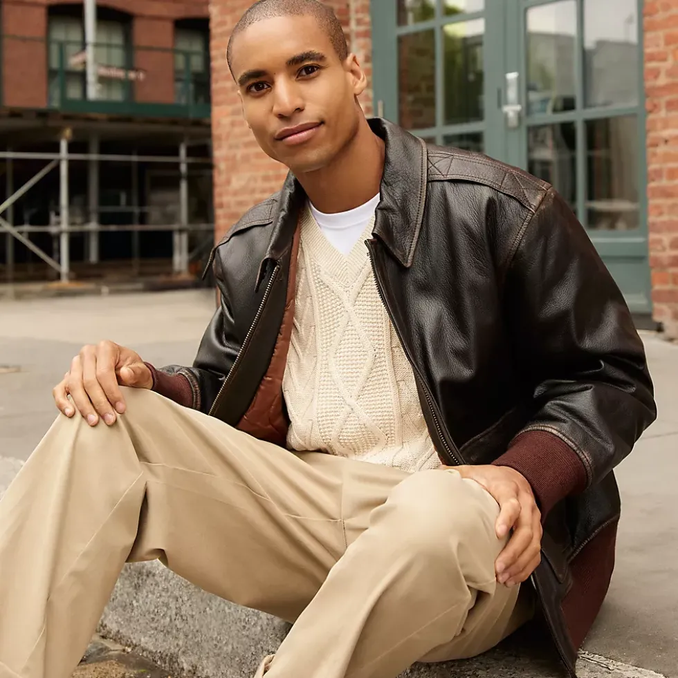 Willis and Geiger Leather Bomber Jacket