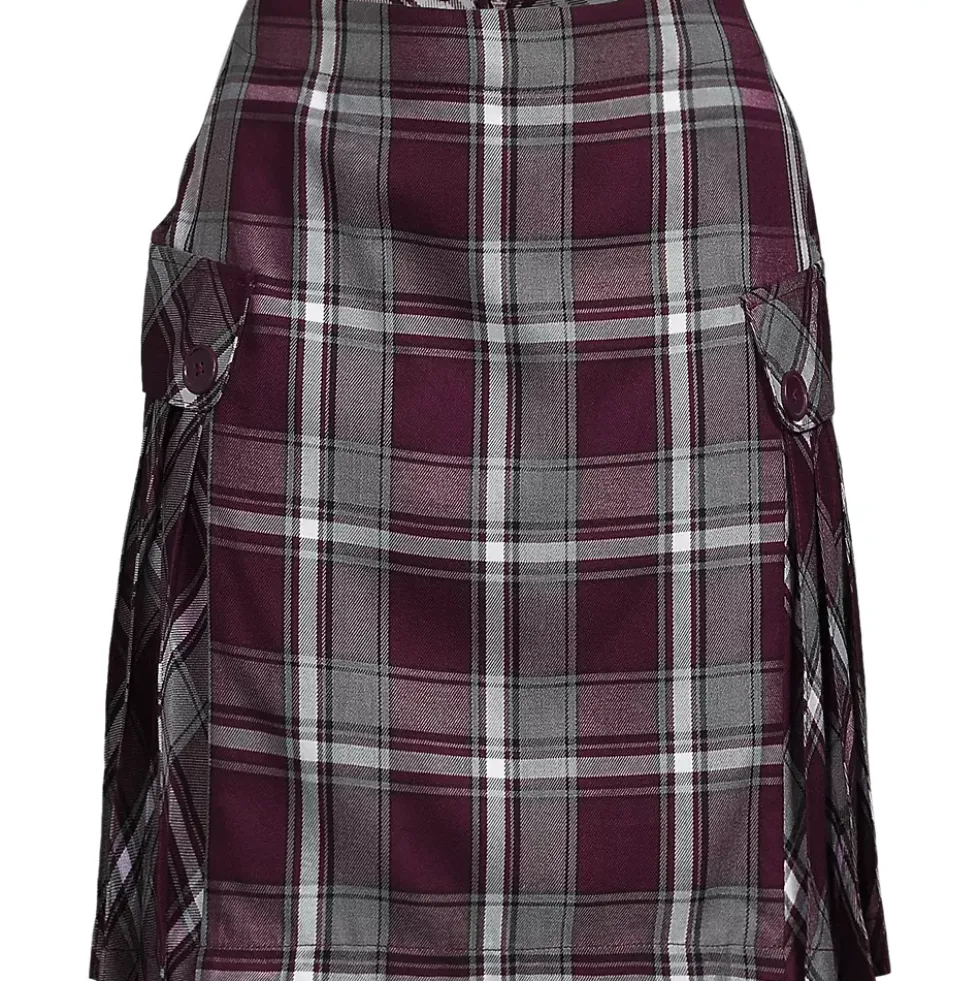Women's Above the Knee Plaid Side Pleat Skort